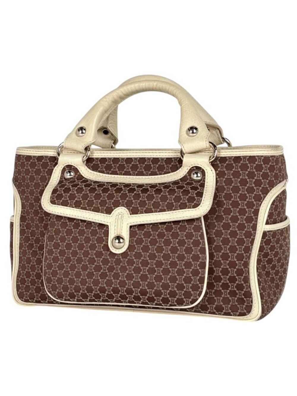 Celine Buggy Bag Handbag Macadame Pattern Canvas Brown